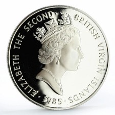 1985 British Virgin Islands 20 dollars Caribbean Treasures Anchor silver coin