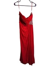 xscape womens red formal strapless prom dress size 10 P long maxi