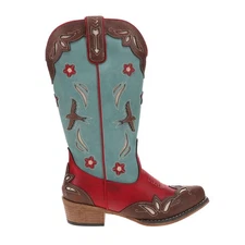 Roper Birdie Underlay Snip Toe Cowboy  Womens Blue, Brown, Red Casual Boots 09-0