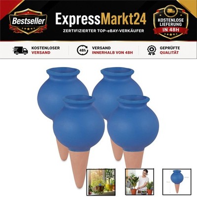 Relaxdays Tonspitzen Bewässerung 4er Set für Pflanzen, automatisch, blau