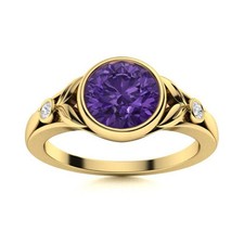 Amethyst Gemstone Three-Stone Engagement Prong Ring Jewelry Sterling Silver