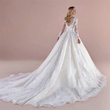 2026 V-Neck Appliques Wedding Dress Backless Court Train Bridal Gown Ball Gown