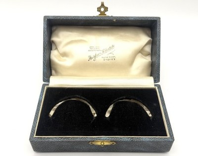 Vintage Fairfax & Roberts Blue Leatherette Presentation Box Napkin Rings Jewelry