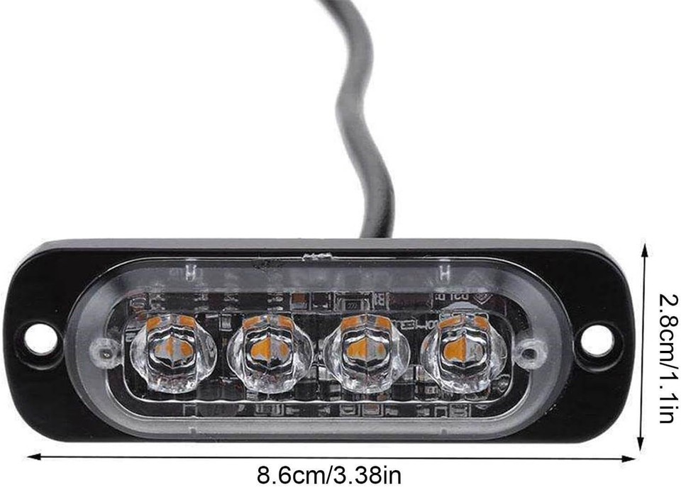 Picter Emergency Code Bright Amber LED Emergency Strobe Lights for Vehicles, Waterproof 2 ...