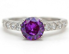 2CT Amethyst White Topaz 925 Solid Sterling Silver Ring Jewelry Sz 6 MK1-2