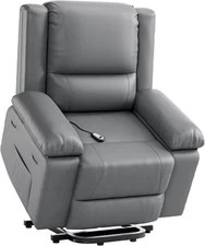 Power Lift Recliner Chair with Heat & Massage, PU Leather Recliner for Elederly