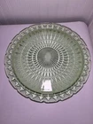 Jeanette Windsor Green Torte Plate Uranium Glass 13.5”
