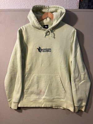 Stussy Butterfly Embroidered Logo Lime Green Hoodie Mens Size Medium  Sweatshirt