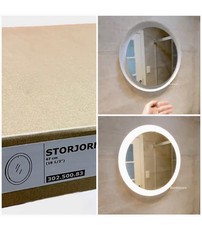 IKEA STORJORM Round Illuminated LED Bathroom Mirror White 46cm New