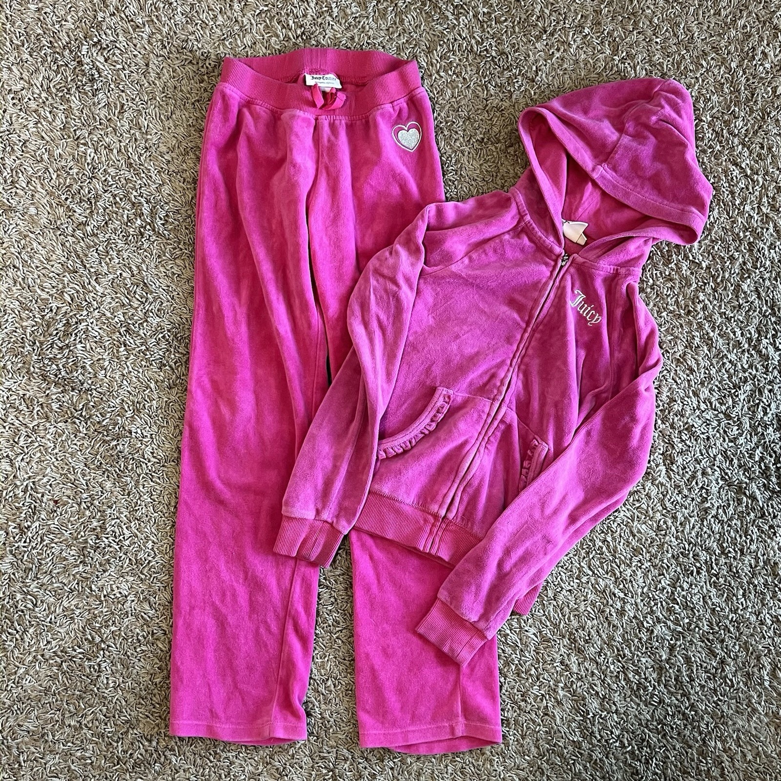 Vtg Juicy Couture Tracksuit Velour 2 Piece Set Flare Pants Embellished Sz 8/10