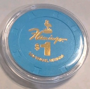 $1 Flamingo Casino Las Vegas, NV Hot Stamp Casino Chip 2023 with Plastic Case