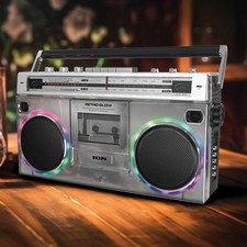 Retro Bluetooth Boombox Speaker Stereo Radio Am/fm MP3 Portable Cassette Player