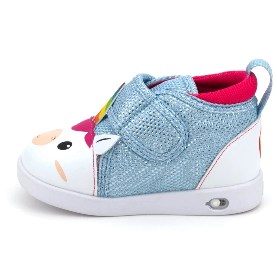 ikiki Unicorn Squeaky Toddler Shoes Version 2 | White/Sparkly Blue - Image 3 of 4