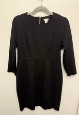 J. Crew Dress Womens Sz 8 Sheath Black Structured Knit Stretch Career Work