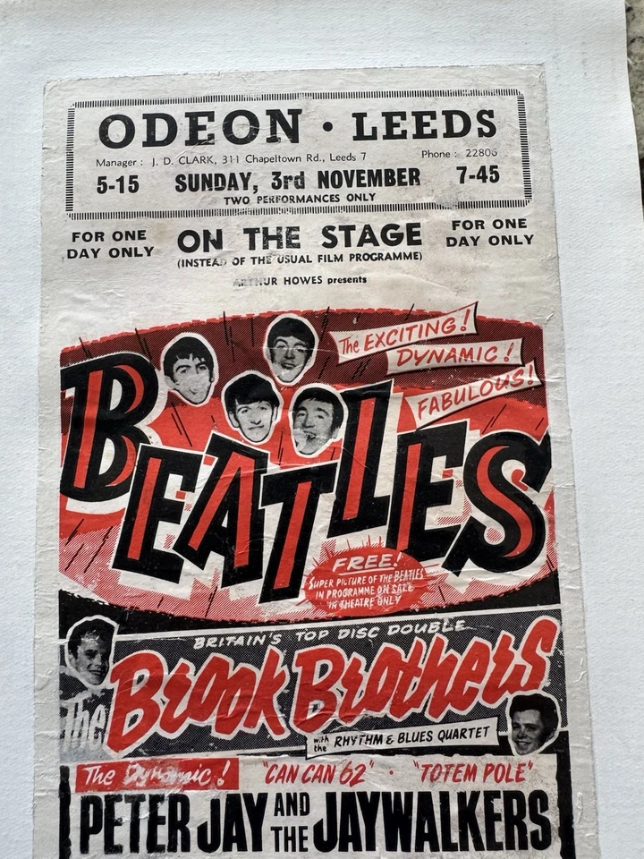 SUPER RARE - BEATLES Original 1963 LEEDS HANDBILL , Professionally Linen-backed - Image 4 of 4