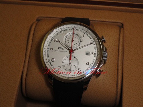 IWC PORTUGUESE YACHT-CLUB CHRONOGRAPH WHITE DIAL ON RUBBER STR...