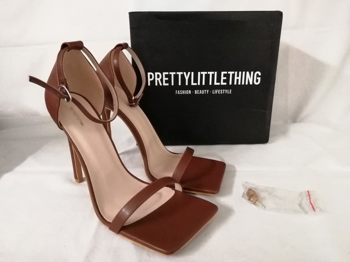 Pretty Little Thing Chocolate Strappy Square Toe Shoes 5