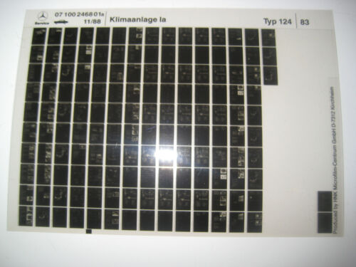 Mercedes W124 - Mikrofiche / Microfiche - Klimaanlage - Reparaturanleitung 11/88 - Afbeelding 1 van 2