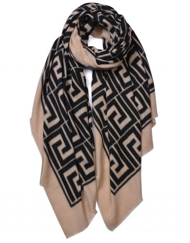 Women Ladies Winter Scarf Cashmere Bland Plain Printed Tassel Hem Pompom Scarf - Picture 162 of 275