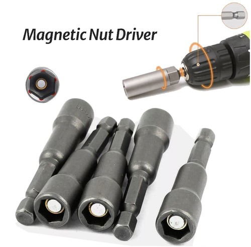 5 X HEX SOCKET DRIVER MAGNETIC NUT IMPACT DRILL BIT 8-10MM NUTS POWER TOOLS BITS - Picture 4 of 18