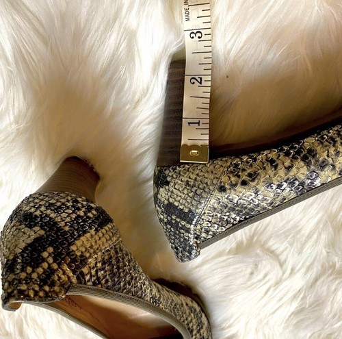 Mascaro Women’s Sneak Skin Leather Print Open Toe Block Pumps Size 8 EUC - Picture 8 of 8