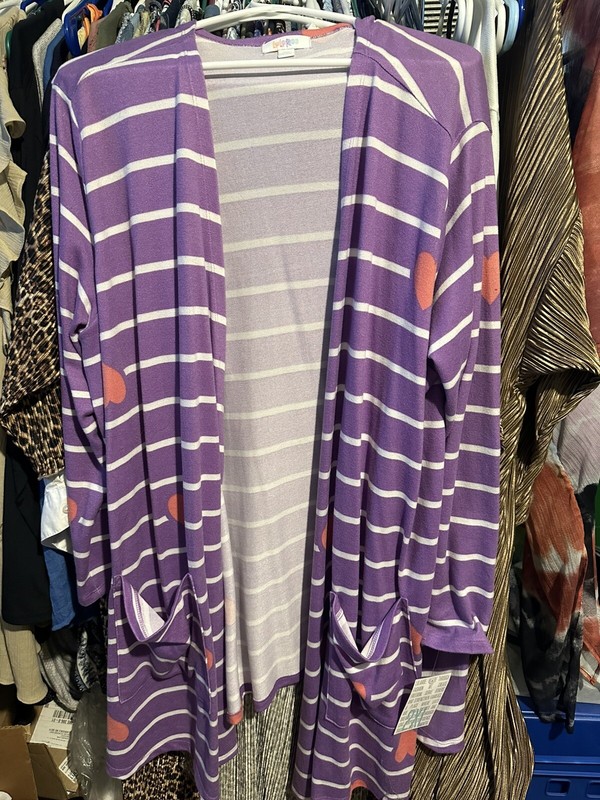 Lularoe 2XL Caroline Cover With Pockets Purple And Hearts