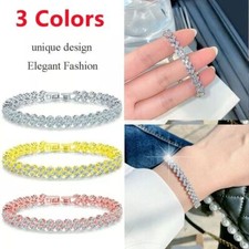 Bracciale con Zirconi Strass Cuore Placcato Argento/Oro/ Oro rosa Elegante Lusso