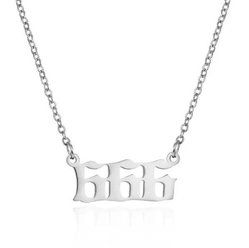 Silver 666 Angel Number Necklace, Jewelry Charms Minimalist Stainless Steel - Picture 5 of 5