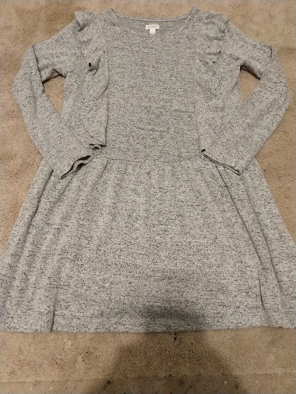 Nice Euc Girls ruffle Gymboree Winter grey Longsleeved Dress Size L 10-12 