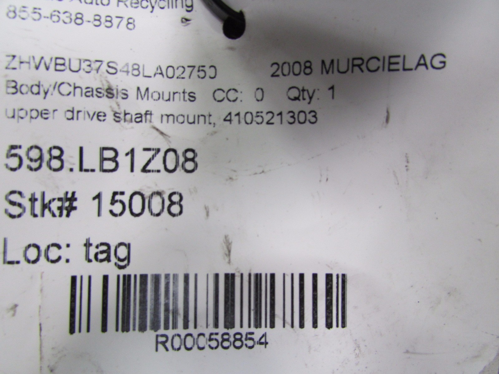 Lamborghini Murcielago, Upper Drive Shaft Mount, Used, P/N 410521303