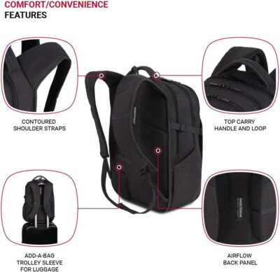 SwissGear 8182 Laptop Backpack, Charcoal Heather, 18 Inches