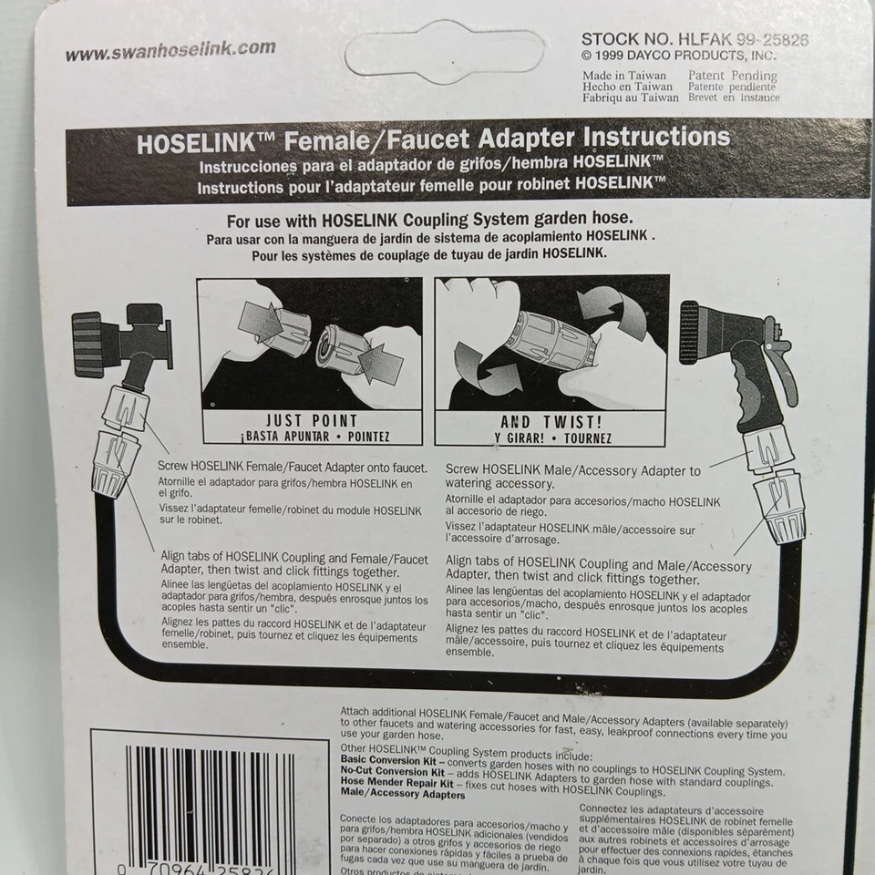 5/8英寸或1/2英寸ID母头花园软管龙头耦合系统适配器套件天鹅批量2 — 第 4/4 张图片