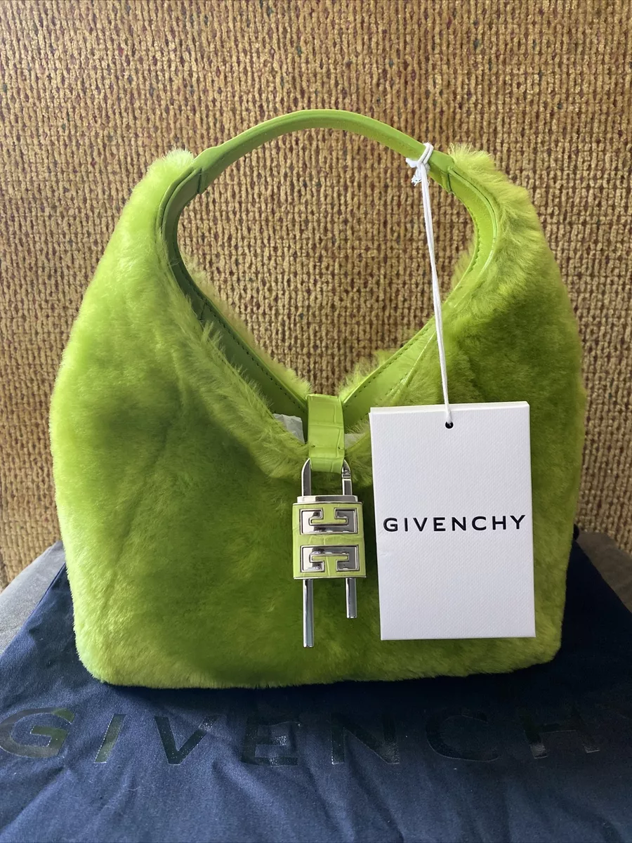 Givenchy Mini G Lock Hobo Shearling Bag Brand New -Citrus Green