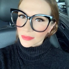 Oversized Square Cat EYE XXL Frames Clear Lens Fashion Women Big Eyeglasses 7030