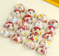 Lot 100 Pcs cartoon minnie duck random mix Acrylic Children Rings Gifts 15MM