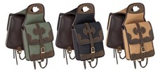 Western Saddle Canvas Horn Bag - Canvas with Leather Accents - Black, Tan - Sage