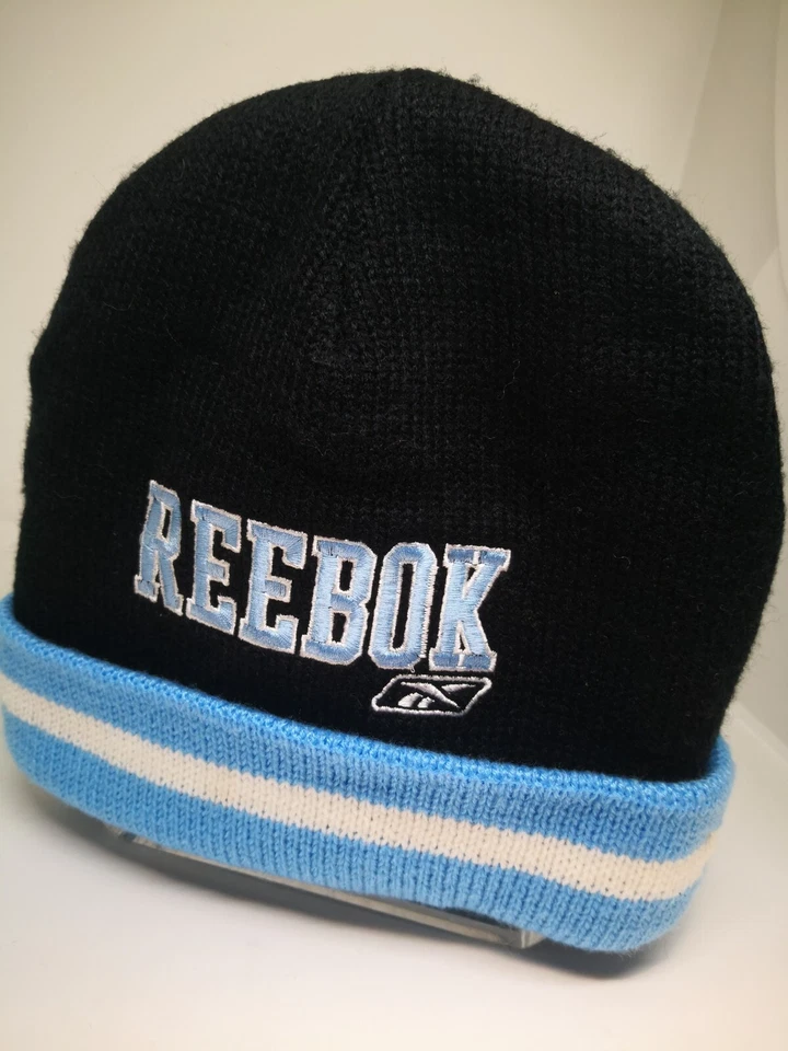 De Colección Reebok| Hecho en Taiwán Sombrero de Invierno Gorro Acrílico Negro Bloque de Color  Foto 2 de 4
