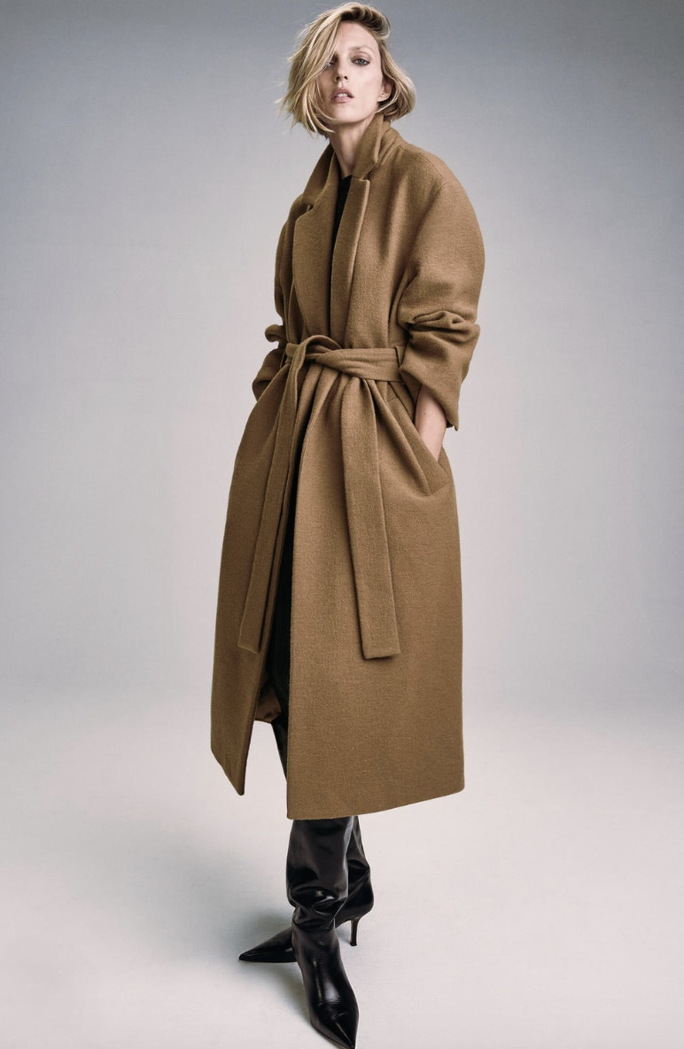 ZARA BELTED WOOL BLEND COAT（Zara BELTED SOFT HOODED COAT