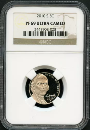 2010 S , 5c Jefferson Nickel NGC PF 69, Ultra Cameo