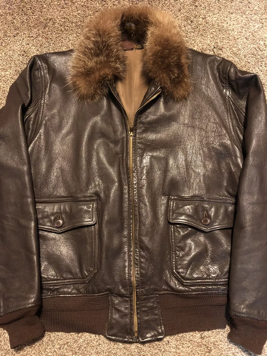 Vintage Bauer USN US Navy G-1 Flight Jacket 55J14 N3835 Coat Bomber Leather