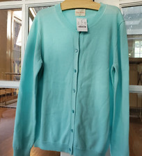 New Crewcuts Girls Casy Cardigan Sweater Aqua Cotton Size 14 04068B