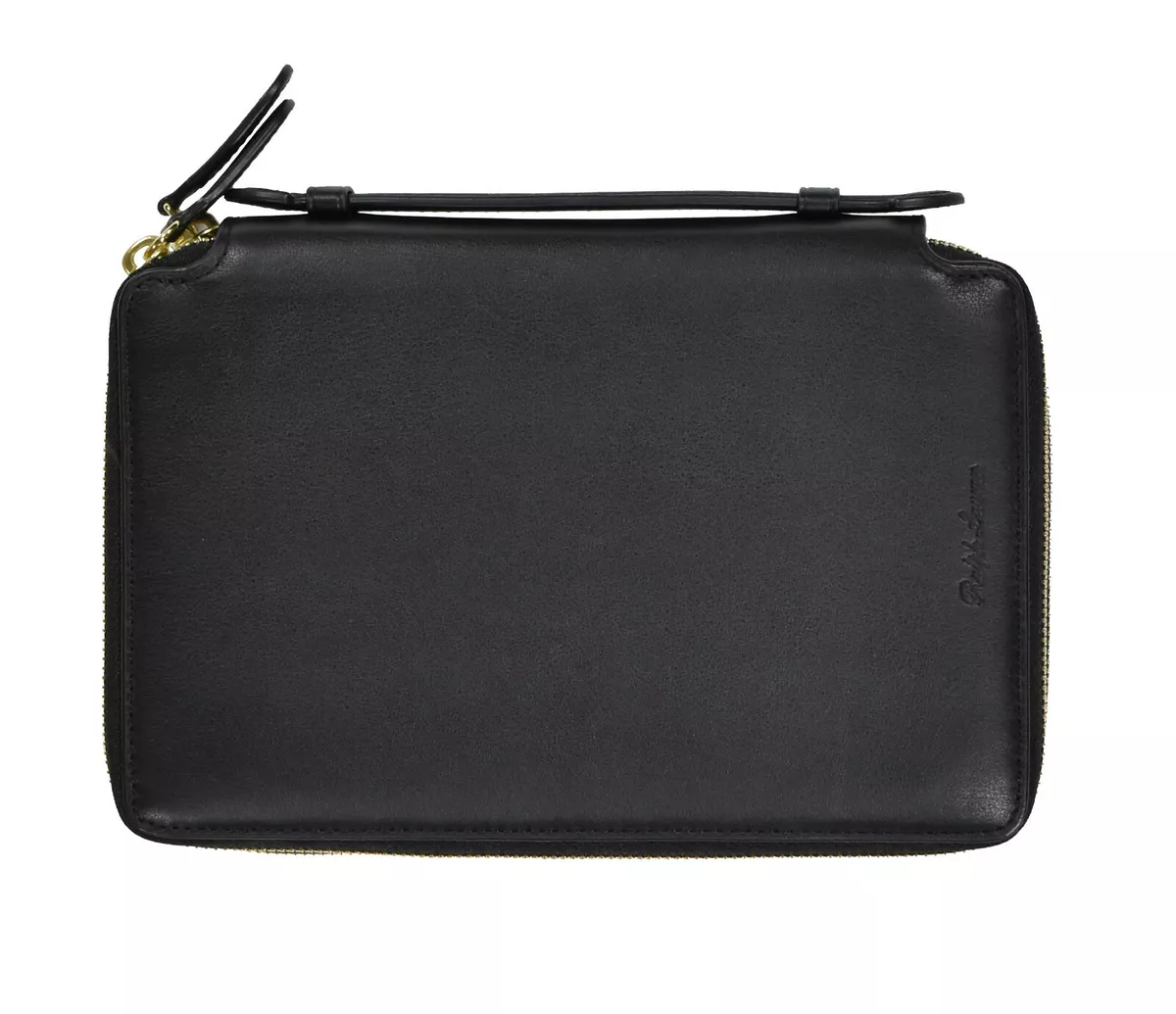 Ralph Lauren Purple Label Black Double Zip Leather Travel Wallet New 650