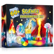 60+ Science Kit - STEM Chemistry Set, Volcano, Magic Color Experiments for Kids