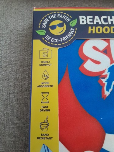 New Beachtech Kids Hooded Towel with UV Sensor super heros! - Picture 5 of 7