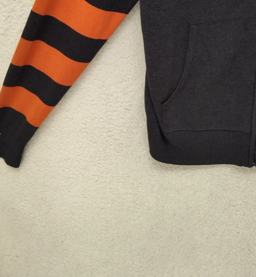 Cavi Hombres Sudadera Mediana Negra Naranja Rayas 10% Algodón Cremallera Completa Sudadera con Capucha Foto 4 de 4