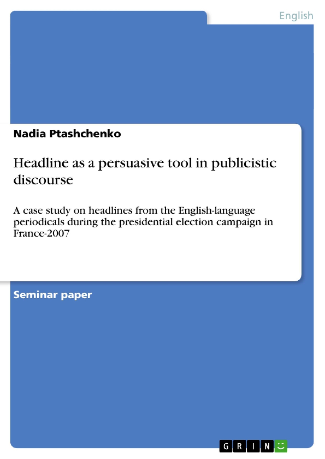 Thumbnail - Headline As A Persuasive Tool In Publicistic Discourse Nadia
