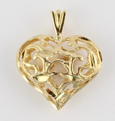 14k Yellow Gold Diamond Cut Filigree 