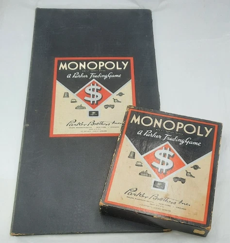 Monopoly Parker Bros 1936 Dual Patents Game w/ Board & Accessories Vintage