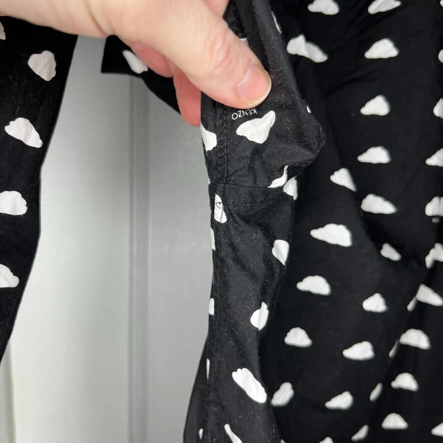 Camicia uomo Kenzo Paris 38 15 nera stampa nuvola manica lunga bottoni slim fit