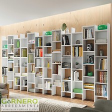 Libreria moderna design parete soggiorno JASMINE bianco scaffali libri ripiani